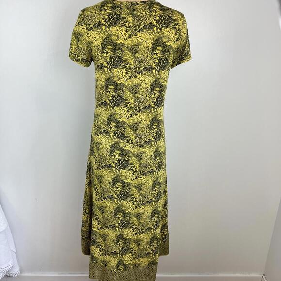 Desigual Women's Small Duna Yellow Floral Print Midi Short Sleeve Dress Cut Out - Picture 3 of 13